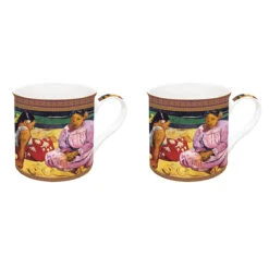 EASY LIFE Set 2 Tazze 300 Ml In Porcellana In Scatola Regalo TAHITIAN WOMEN ON THE BEACH