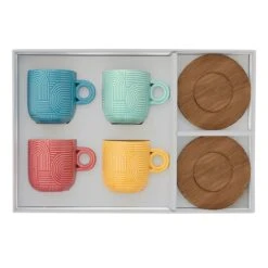 EASY LIFE Set 4 Tazzine Espresso Con Piattino TAKE A LOOP ASS.5 5 EASY LIFE Set 4 Tazzine Espresso Con Piattino TAKE A LOOP ASS.5 -Easy Life 1782 TLO5 BOX OPEN