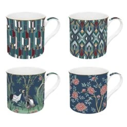 EASY LIFE Set 4 Mug 300 Ml In Porc. Fine China In Gift Box MANDALAY