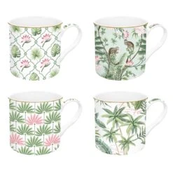 EASY LIFE Set 4 Mug 300 Ml In Porcellana Fine China WILD TROPICAL