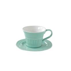 EASY LIFE Set 6 Tazze Da The 250 Ml Con Piattino In Porcellana AQUA