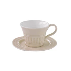 EASY LIFE Set 6 Tazze Colazione 400 Ml Con Piattino In Porcellana BEIGE
