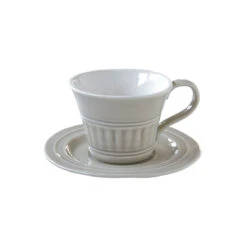 EASY LIFE Set 6 Tazze Colazione 400 Ml Con Piattino In Porcellana LIGHT GREY