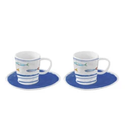 EASY LIFE Set 2 Tazzine Caffè Con Piattino BORD DE MER