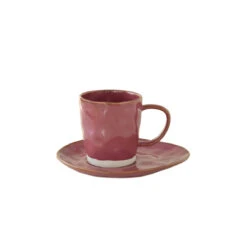 EASY LIFE Set 6 Tazza 250 Ml Con Piattino In Porcellana BURGUNDY