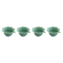 EASY LIFE Set 4 Ciotole Mini In Porcellana Forma Foglia LEAVES LIGHT GREEN