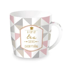 EASY LIFE Tazza In Porcellana In Scatola Latta A CUP OF TEA SOLVES EVERYTHING