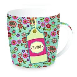 EASY LIFE Tazza In Porcellana In Scatola Latta TEATIME BACKGROUND BLUE