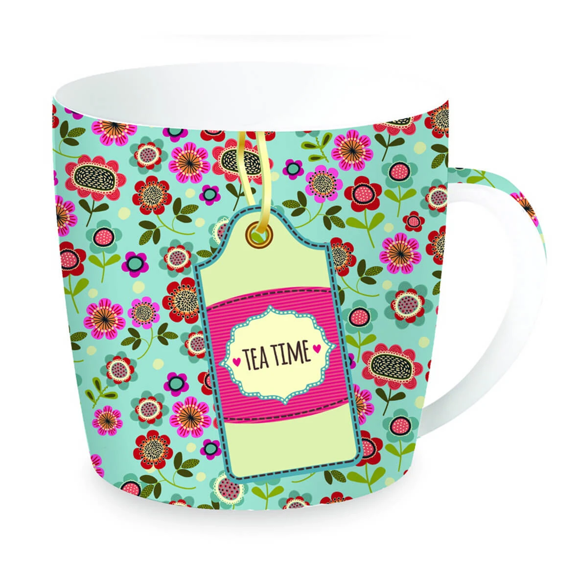 EASY LIFE Tazza In Porcellana In Scatola Latta TEATIME BACKGROUND BLUE 1 EASY LIFE Tazza In Porcellana In Scatola Latta TEATIME BACKGROUND BLUE