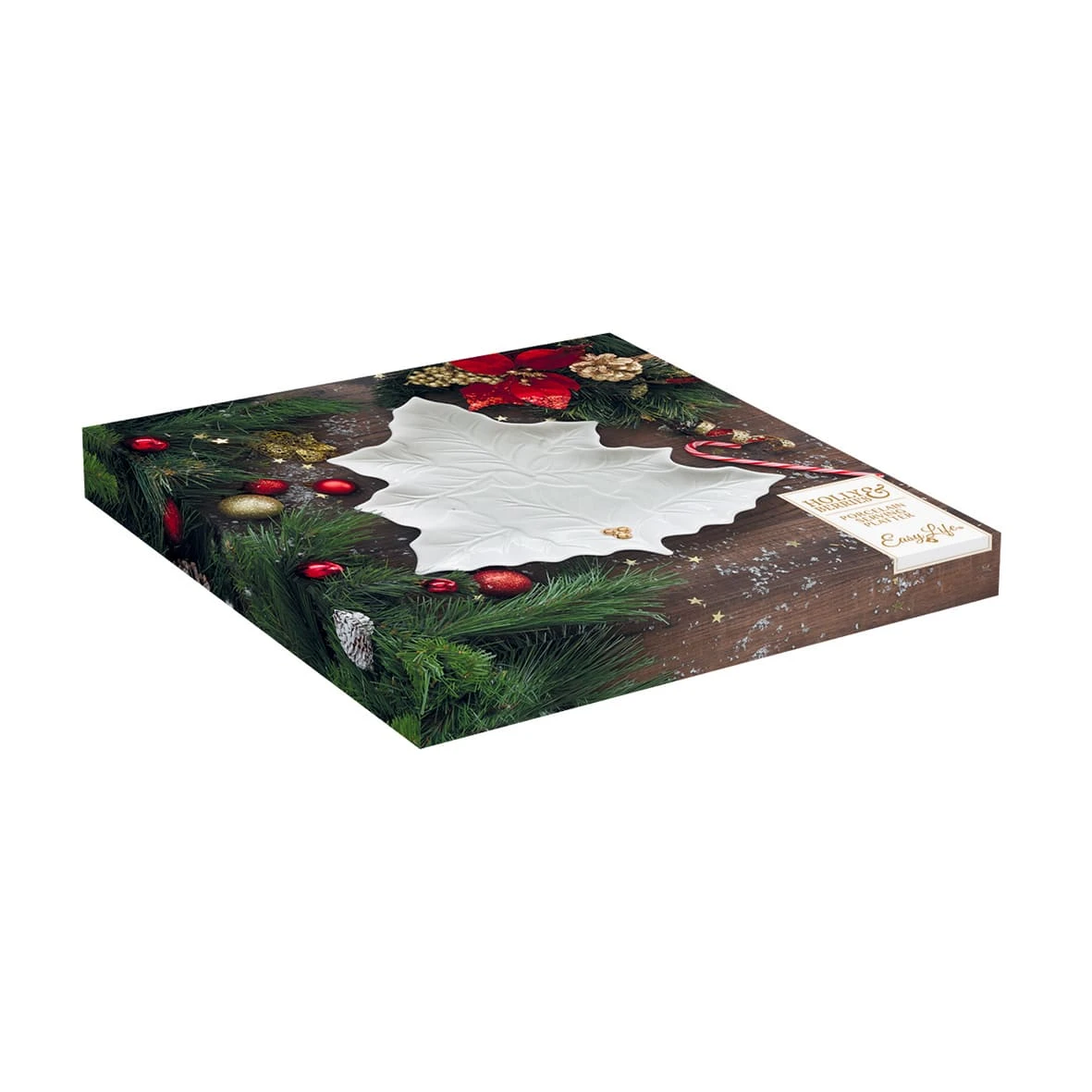 EASY LIFE Piatto Da Portata 30×30 Cm HOLLY & BERRIES WHITE 2 EASY LIFE Piatto Da Portata 30×30 Cm HOLLY & BERRIES WHITE - Image 2