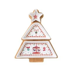 EASY LIFE Set Aperitivo Con 3 Ciotoline E Vassoio In Bamboo 21×25 Cm CHRISTMAS WONDERLAND