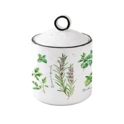 EASY LIFE Set 3 Barattoli Ø 9x13h Cm In Porcellana HERBARIUM