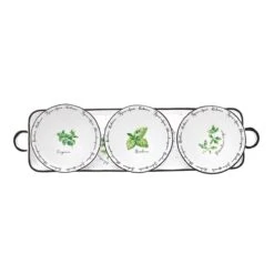 EASY LIFE Set Aperitivo 37×10 Cm Con 3 Ciotoline Ø 10 Cm In Porcellana HERBARIUM 5 EASY LIFE Set Aperitivo 37×10 Cm Con 3 Ciotoline Ø 10 Cm In Porcellana HERBARIUM -Easy Life 2216 HERU top view