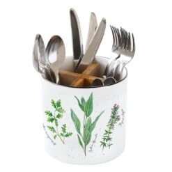 EASY LIFE Porta Posate In Porcellana Ø14 H13,5 Cm HERBARIUM