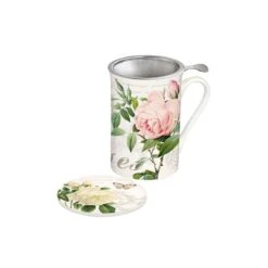 EASY LIFE Mug E Sottobicchiere In Porcellana Con Infusiera JARDIN BOTANIQUE