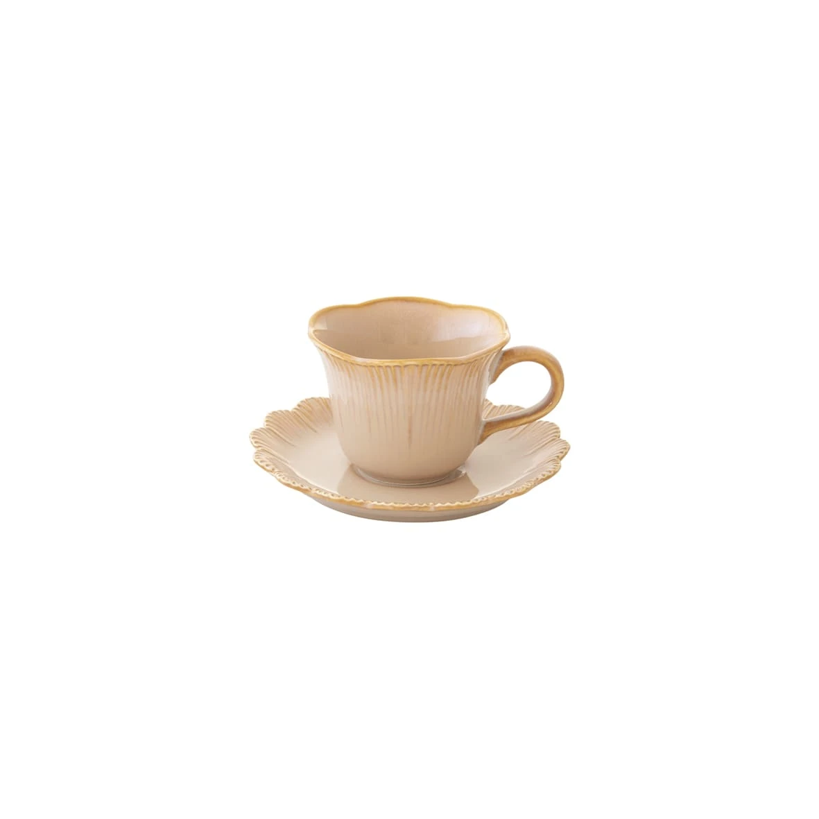 EASY LIFE Tazzina Caffè Con Piattino Beige FLEURI 1 EASY LIFE Tazzina Caffè Con Piattino Beige FLEURI