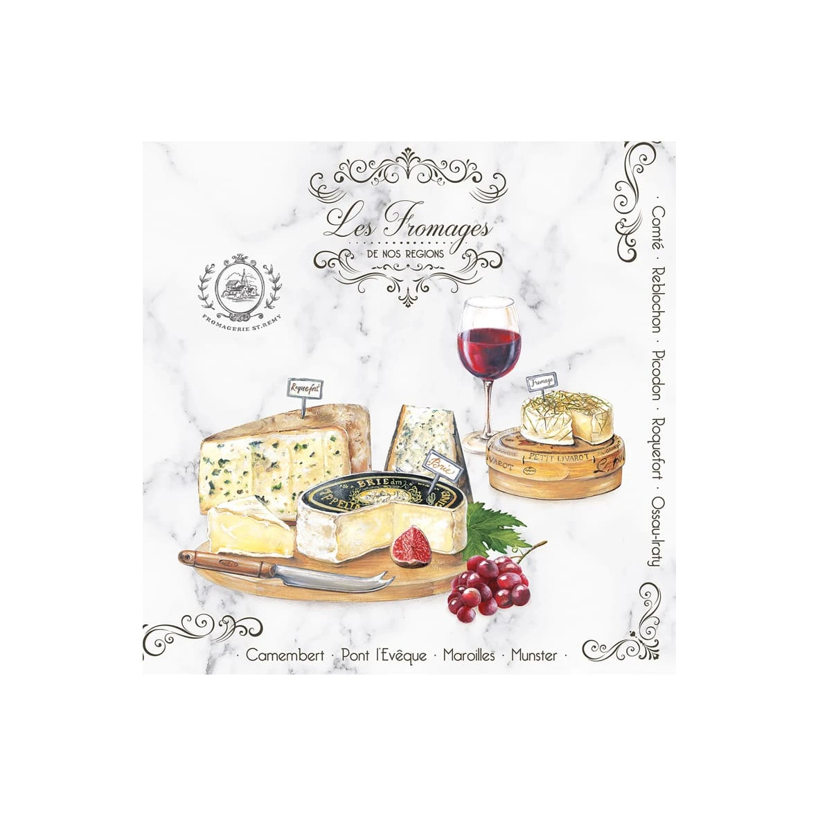 EASY LIFE Confezione 20 Tovaglioli LES FROMAGES 1 EASY LIFE Confezione 20 Tovaglioli LES FROMAGES