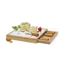 EASY LIFE Tagliere Formaggio In Bamboo Con Vetro E Coltellini LES FROMAGES