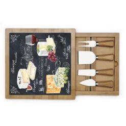 EASY LIFE Tagliere Formaggio In Bamboo Con Vetro E Coltellini WORLD OF CHEESE