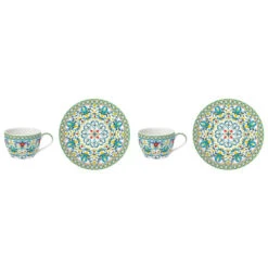 EASY LIFE Set 2 Tazzine Caffè Con Piattino BLUE