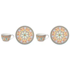 EASY LIFE Set 2 Tazzine Caffè Con Piattino ORANGE