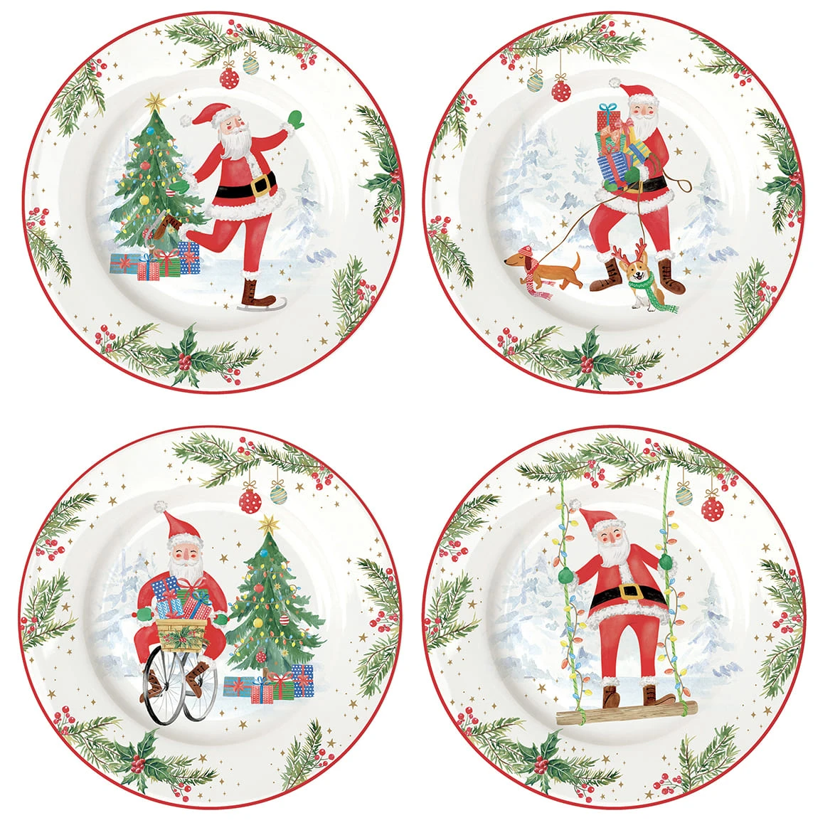 EASY LIFE Set 4 Piatti Dessert JOYFUL SANTA 1 EASY LIFE Set 4 Piatti Dessert JOYFUL SANTA