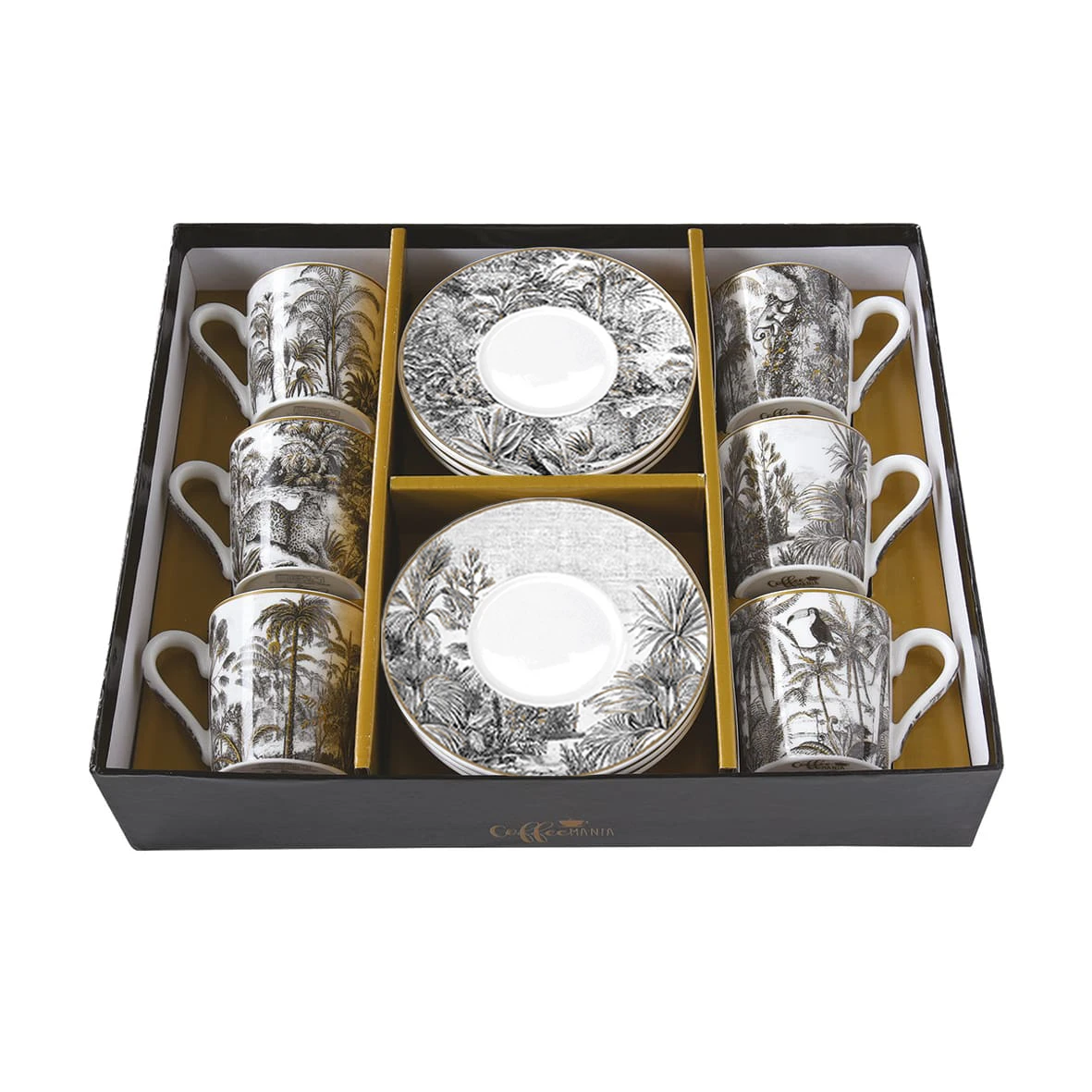 EASY LIFE Set 6 Tazzine Caffe 100 Ml Con Piattino In Porcellana RETRO 1 EASY LIFE Set 6 Tazzine Caffe 100 Ml Con Piattino In Porcellana RETRO