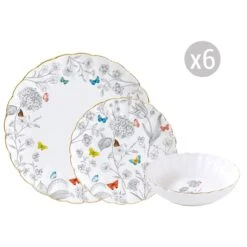EASY LIFE Servizio Da Tavola 18 Pezzi FLEURS ET PAPILLONS