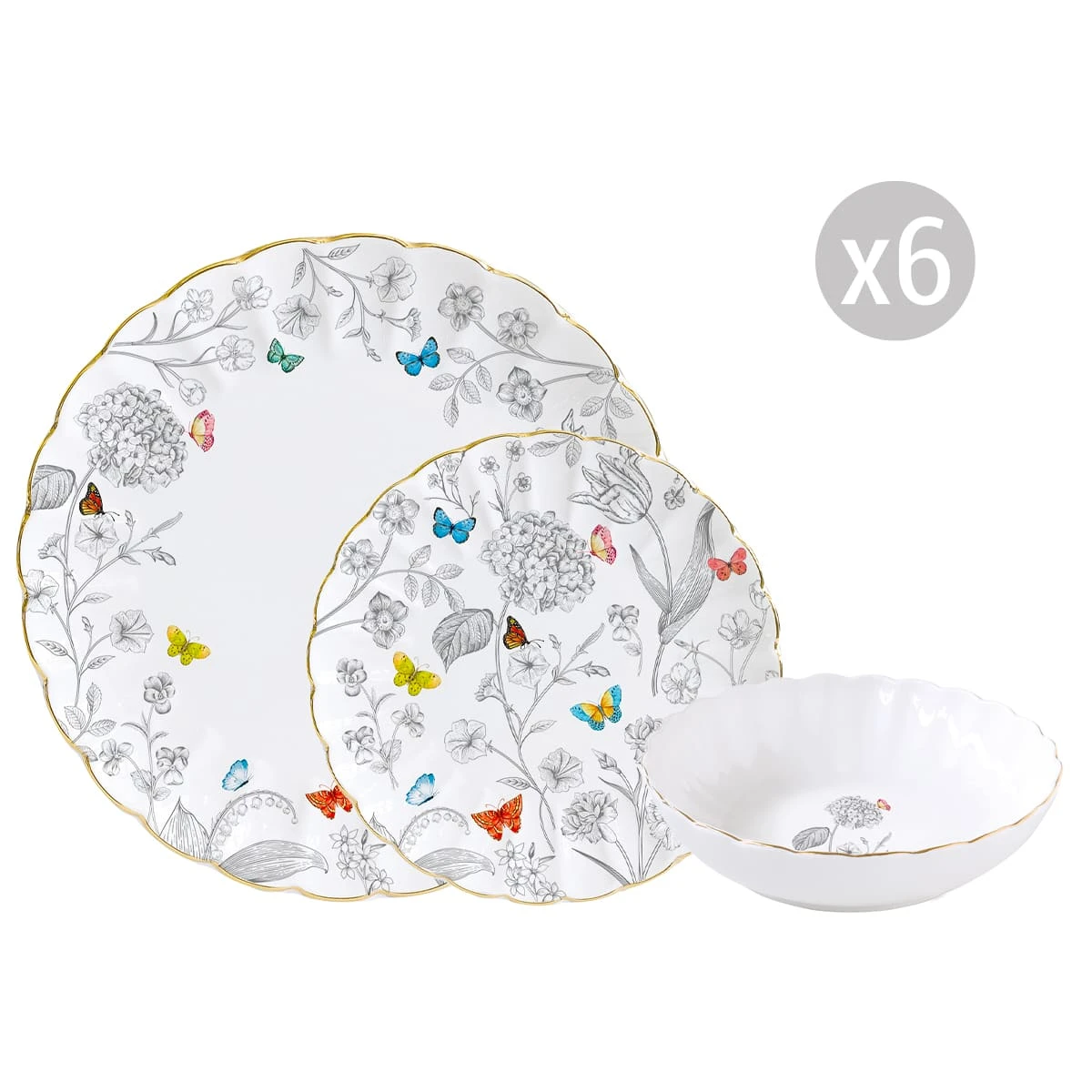 EASY LIFE Servizio Da Tavola 18 Pezzi FLEURS ET PAPILLONS 1 EASY LIFE Servizio Da Tavola 18 Pezzi FLEURS ET PAPILLONS