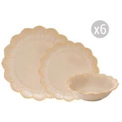 EASY LIFE Servizio Da Tavola 18 Pezzi Beige FLEURI